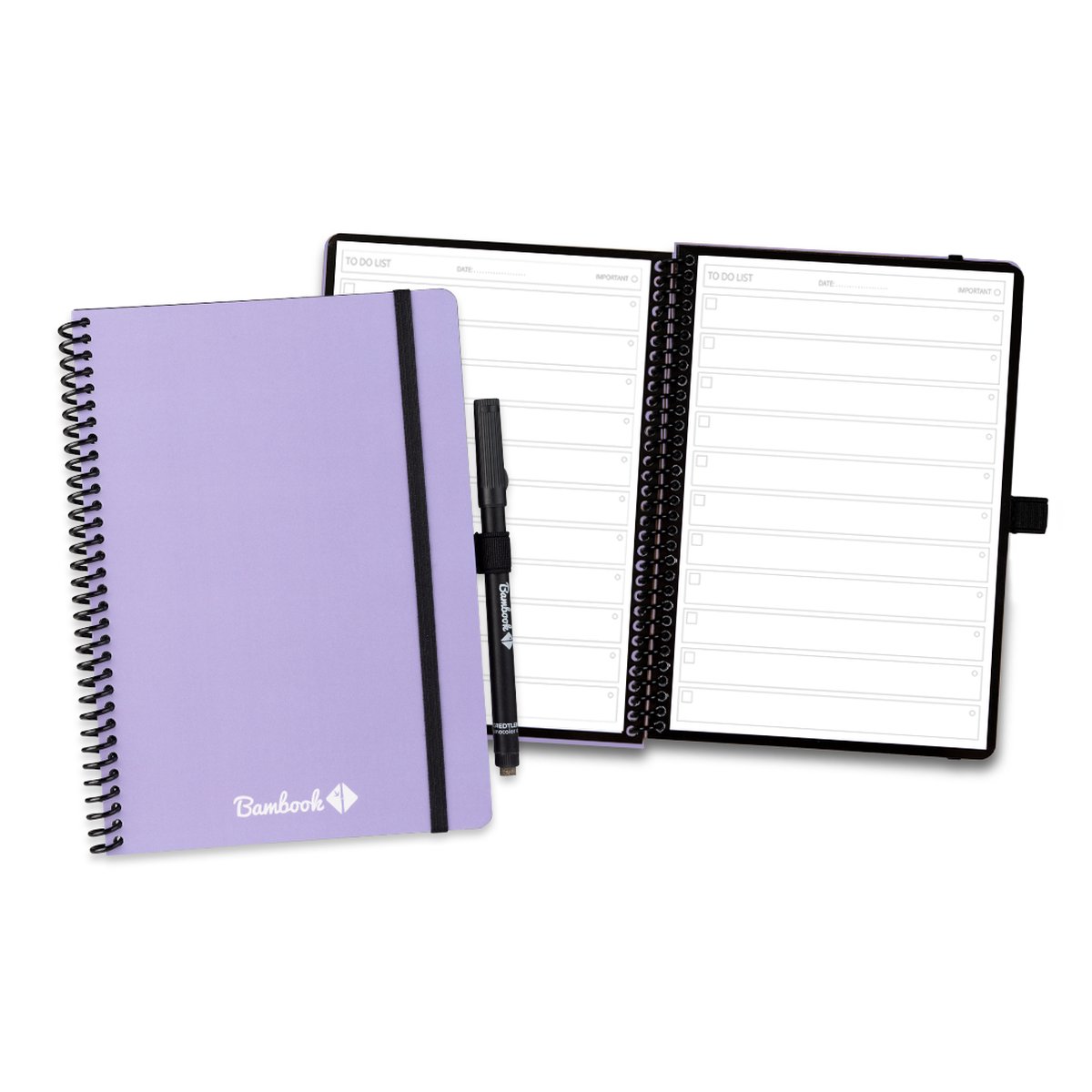 Bambook Veluwe Colourful uitwisbaar notitieboek-Lila-To-do-lijsten - Duurzaam, herbruikbaar whiteboard schrift - Met 1 gratis stift