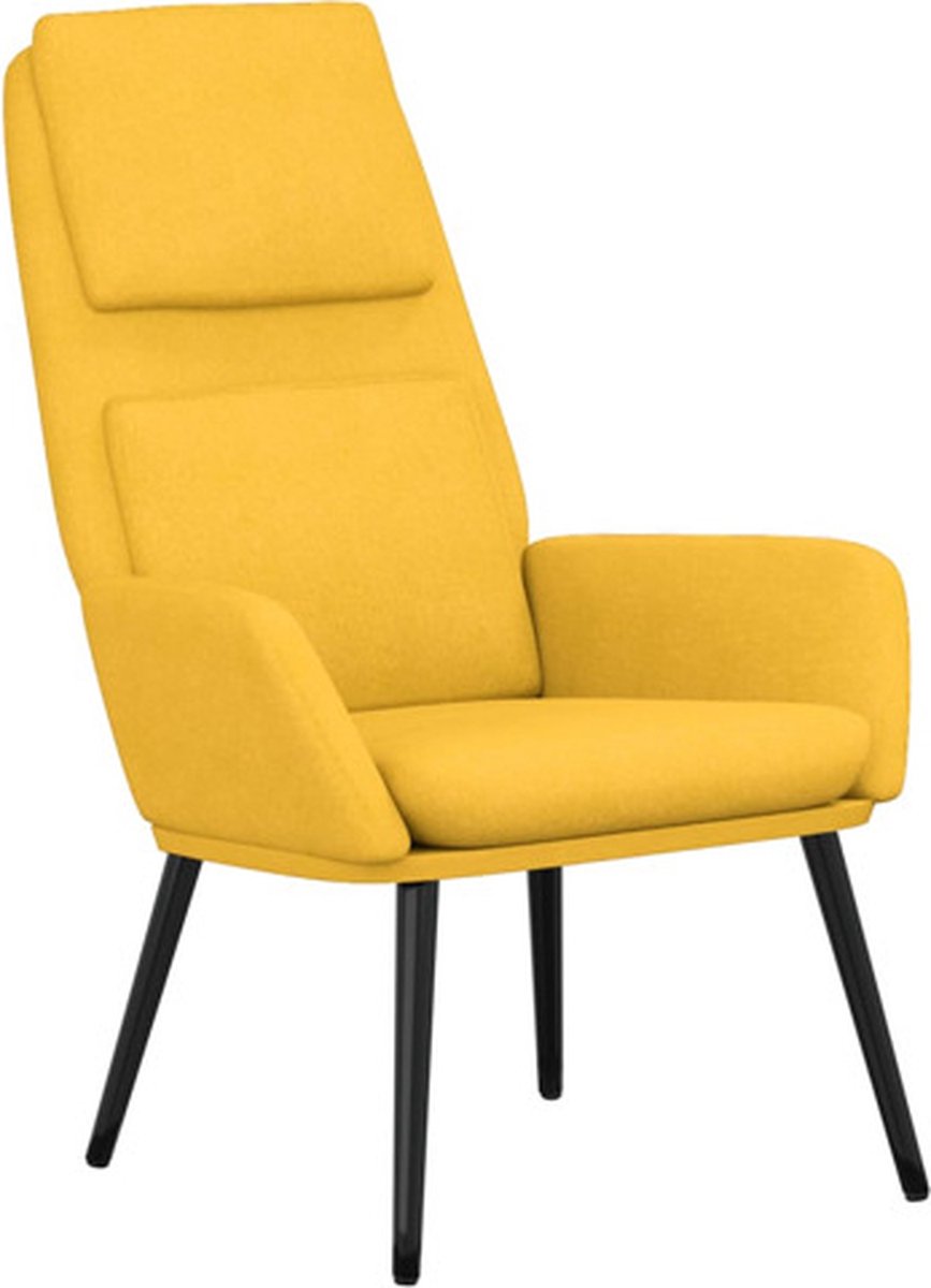vidaXL Relaxstoel - stof - mosterdgeel