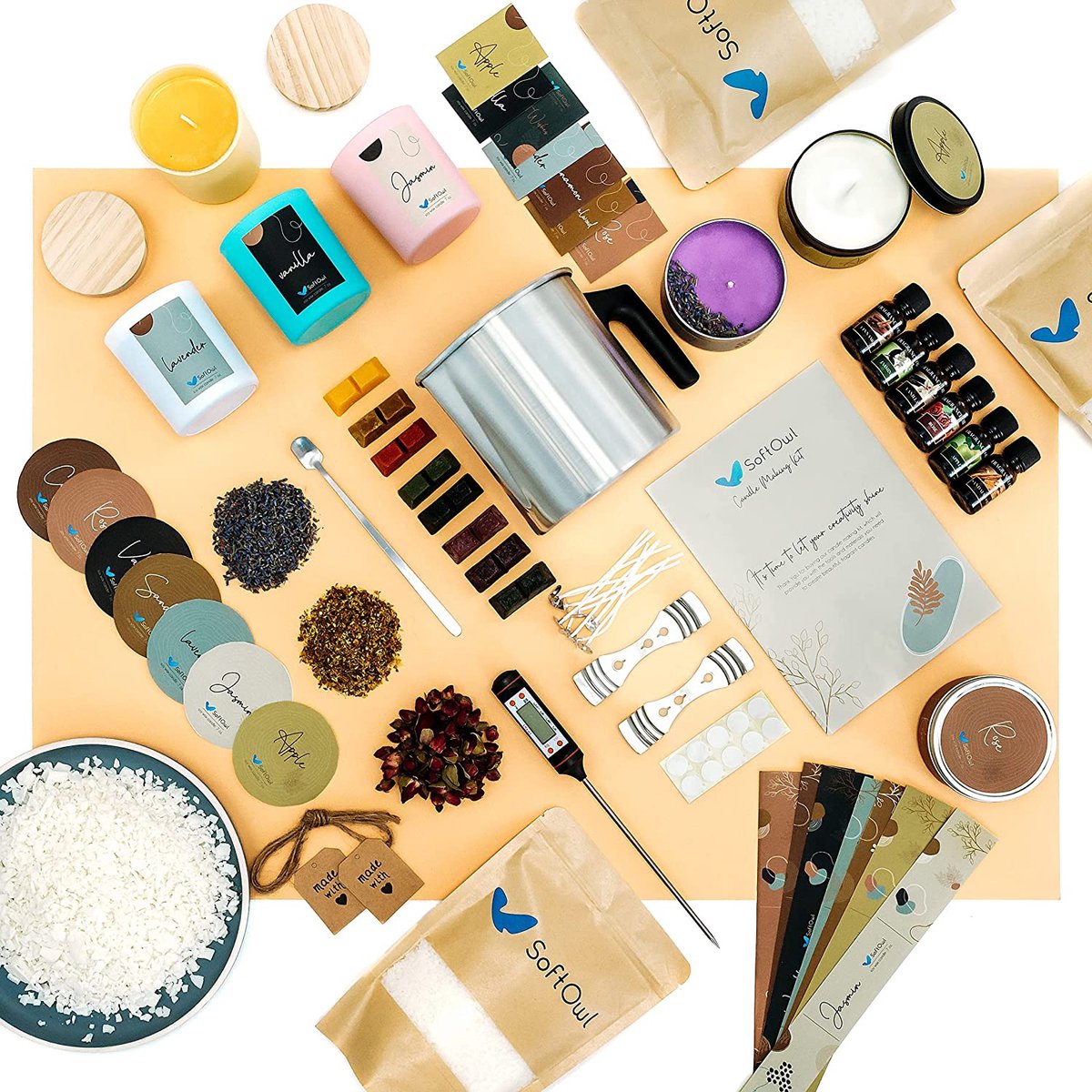 Geurkaarsen DIY - Zelf kaarsen maken - Complete Geschenkset - Voor Kinderen en Volwassenen - 7 Kaarsen — afbeelding 3