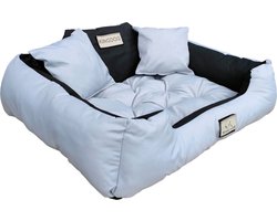 KingDog - Hondenmand Groot - Katten- en Hondenbed - Buitenmaat 100 x 75 - Maat L - Lichtgrijs