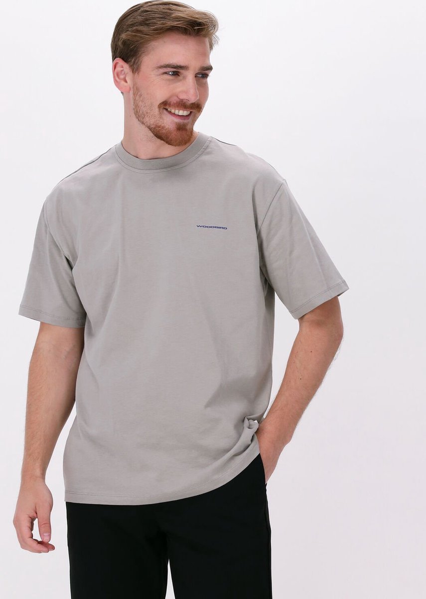 Woodbird Stain Back Tee Polo's & T-shirts Heren - Polo shirt - Lichtgrijs - Maat XL