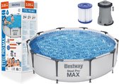 Bestway Steel Pro Max - Opzetzwembad - met filterpomp - 305x76cm - wit grijs