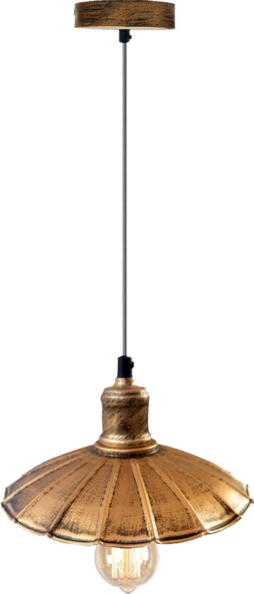 Industriële Vintage Hanger Plafond Schaduw Kroonluchter Licht Geborsteld Koper Retro E27 Lamp