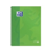 Oxford School Europeanbook - notitieboek - gekleurde rand - A4+ - ruit  5mm - 80 vel - 4 gaats - hardcover - groen
