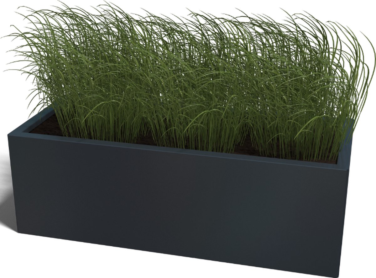 MySteel Gepoedercoat staal plantenbak Texas 120 x B50 - Hoogte: 80 L Kleur: RAL9005 mat (zwart)