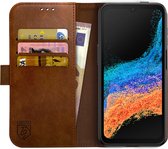 Rosso Element Book Case Wallet Hoesje Geschikt voor Samsung Galaxy Xcover 6 Pro | Portemonnee | 3 Pasjes | Magneetsluiting | Stand Functie | Bruin