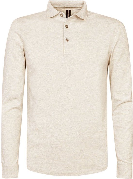 Profuomo Beige Polo Heren Profuomo Longsleeve Polo Beige Melange