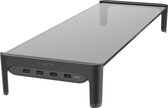 LuxeBass Monitorstandaard met USB 3.0 aansluiting | Monitor verhoger met oplader - (zwart) LB558