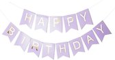 Guirlande Happy Birthday – Lilas – 250cm – 15*12 cm – Anniversaire Fête d'Enfants – Drapeaux