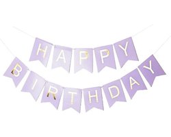 Slinger Happy Birthday – Lila – 250cm – 15 * 12 cm – Verjaardag Feestje Kinderfeest – Vlaggetjes – Lila verjaardagslinger – 250 cm lang – 15 * 12 cm vlaggetjes – verjaardagsfeestjes – Kindvriendelijk – Gemakkelijk op te hangen – feestdecoratie