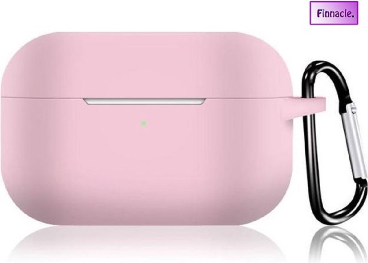 Finnacle - Hoesje geschikt voor Apple AirPods Pro met Clip - Roze - Siliconen - Case - Cover - Soft case