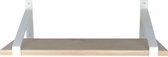 GoudmetHout Massief Eiken Wandplank - 80x25 cm - Industriële Plankdragers - Staal - Mat Wit