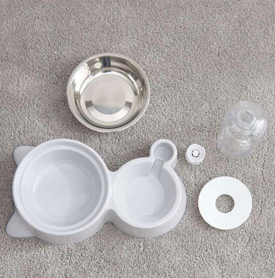 Navaris verhoogde voerbak en drinkbak - Voor katten en honden - Opvouwbare standaard - 800 ml per kom - Voerbak hond kat - Metalen voerbakken