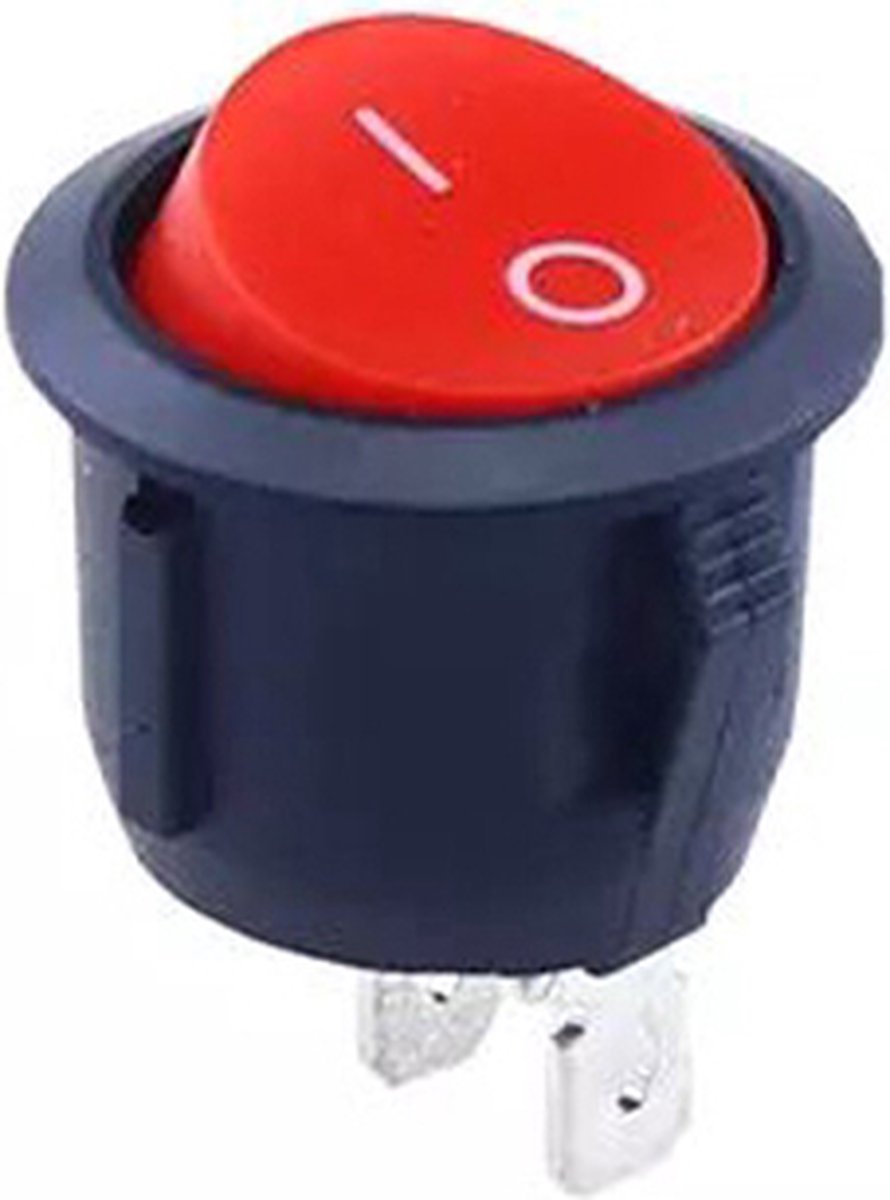 Earu® KCD1-202 Wipschakelaar On/Off - ⌀22.7mm - 2-pins - Rond - 6A-250V/10A-125V AC - Rood