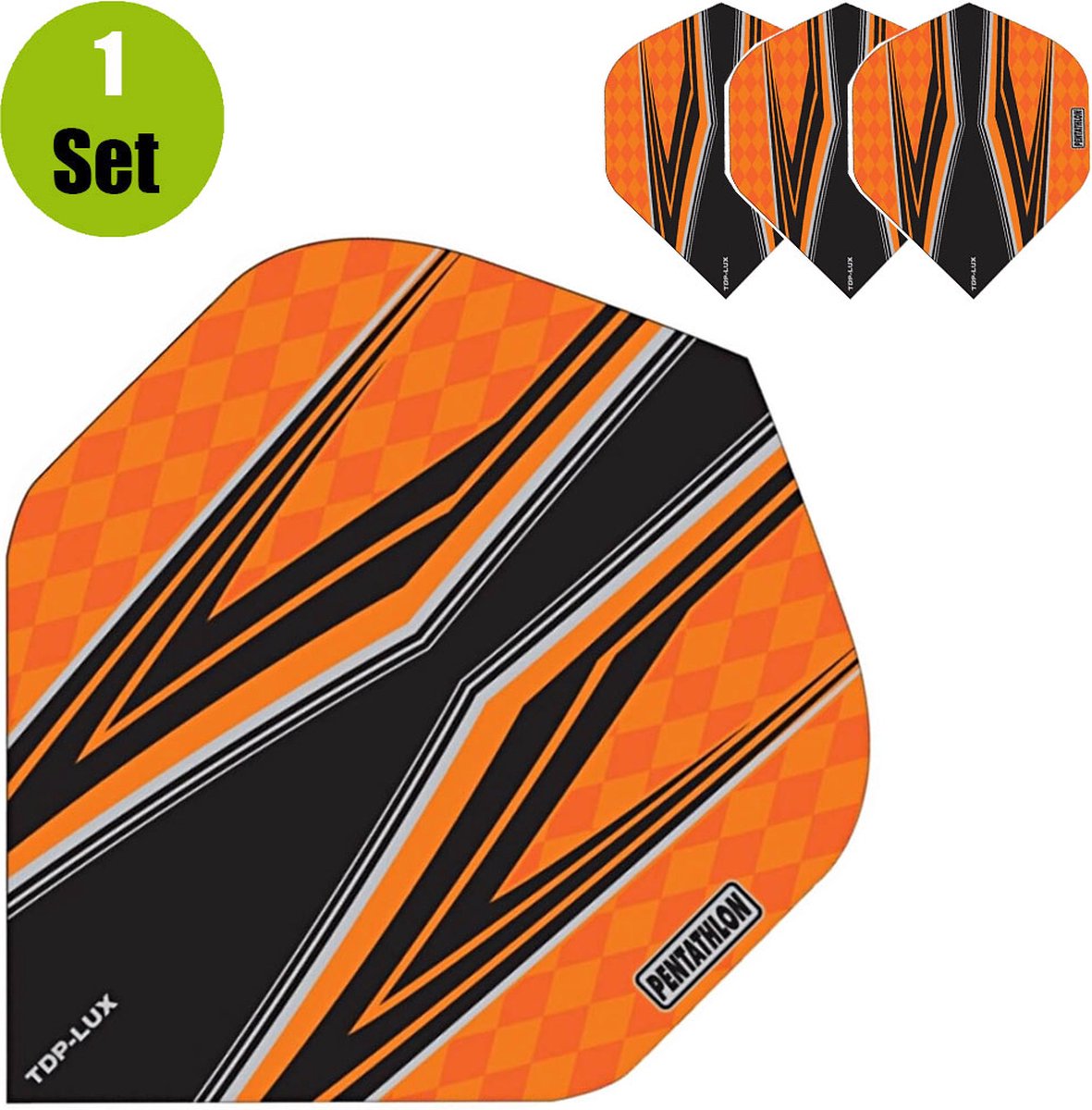 Pentathlon TDP Lux Vision Black Dartflights - Oranje
