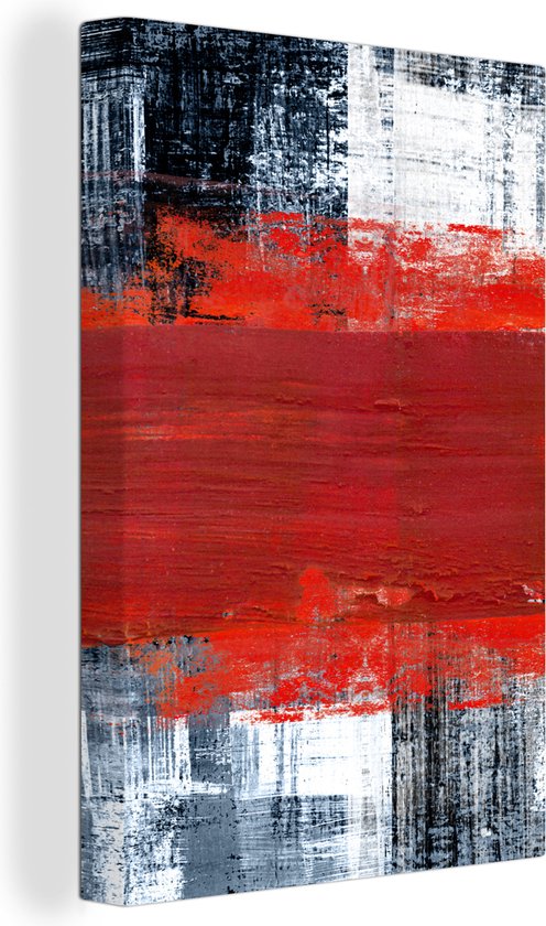 T vergelijking Manhattan Canvas - Schilderij - Olieverf - Abstract - Kunst - Rood - 80x120 cm -  Wanddecoratie -... | bol.com