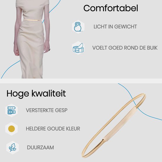 Sportchic - Luxe Tailleriem - Ceintuur - Goud Kleurig - Riem voor Om De Taille/Middel - Omslag Riem - Dames Jurk Accessoire - Damesriem - Sportchic