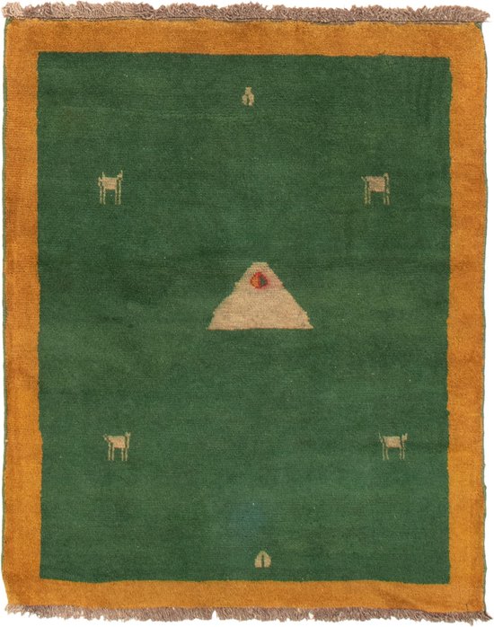 Kashkuli Gabbeh India Groen Tapijt Handgemaakt