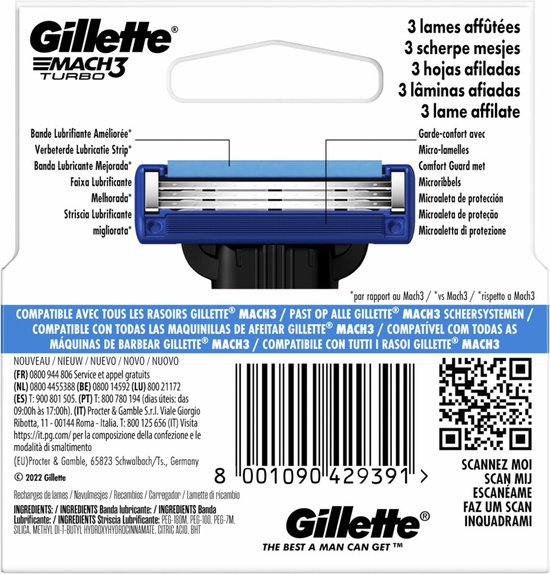 Gillette Scheermesjes Mach3 Turbo - 5 stuks