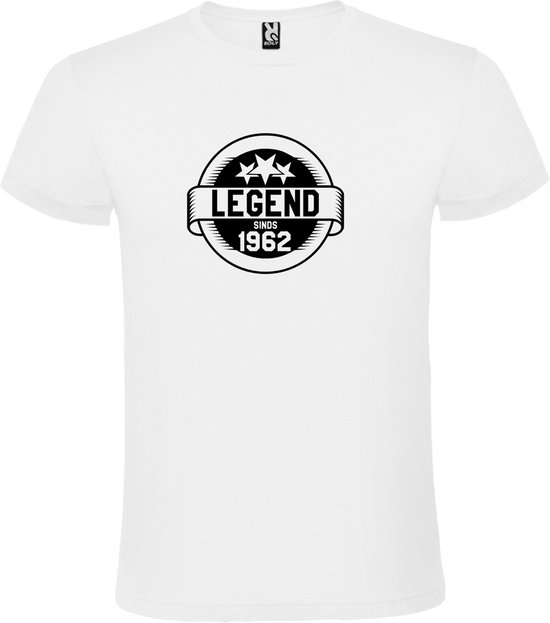 Wit T-Shirt met “Legend sinds 1962 “ Afbeelding Zwart Size XXXXL