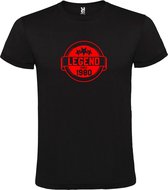 Zwart T-Shirt met “Legend sinds 1980 “ Afbeelding Rood Size XXXXXL