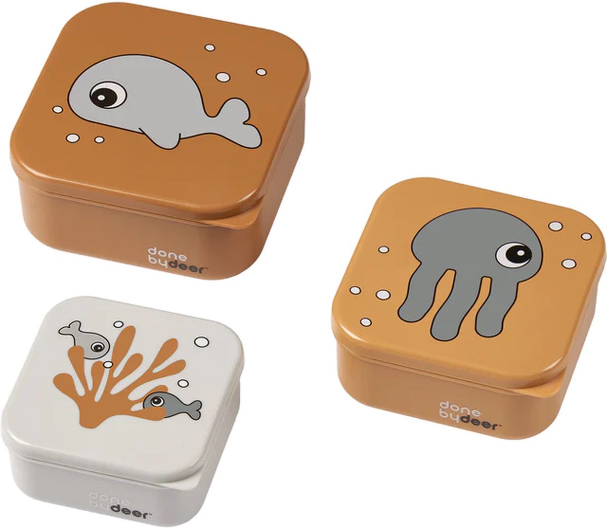 Done By Deer Snack Box Set Sea Friends Mustard/Grey 3-Pack