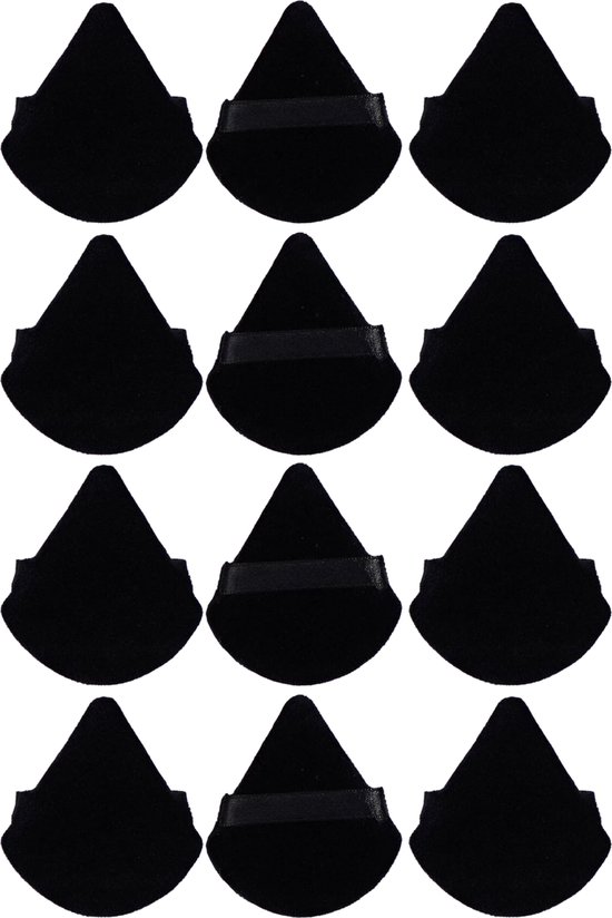 Powder Puff - Make-up Sponsje - Beauty Blender - Poederdons - Powder Puff Driehoek - Poederspons - 12 stuks - Zwart