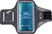Hoesje Geschikt voor Motorola Edge Plus (2022) hardloop telefoonhouder – armband - sportband - van stof - Zwart