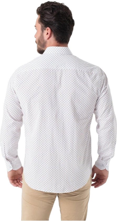 Web Blouse Heren Overhemd Slim Fit Extra Lange Mouw Wit Print - 38 | bol.com