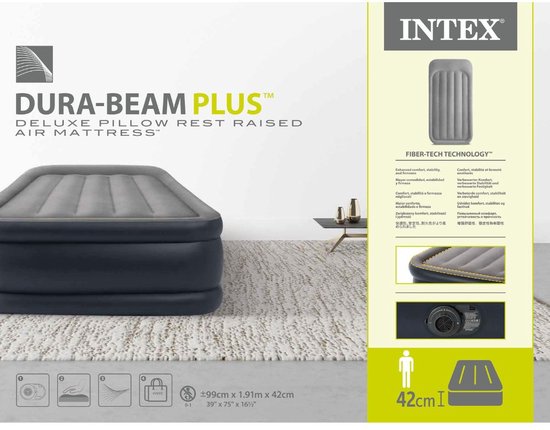 Matelas gonflable Intex Deluxe Pillow Rest Raised électrique - 1 place