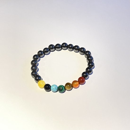 Wellness-House | Armband Chakra Hematiet | Chakra Armband | Chakras Sieraad | Hematiet | Natuurstenen Armband | Polsmaat tot 18 CM | Bescherming | Balans | Kracht | Cadeau | Zen