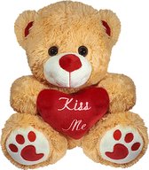 Kiss Me Teddybeer met Hart Pluche Knuffel 30 cm [Liefde Love Valentijnsdag Plush Bear Toy | Speelgoed Knuffelbeer Knuffeldier voor kinderen jongens meisjes | Moederdag Valentinesday | Cadeau Kado Ik Hou van Jou / I Love You]