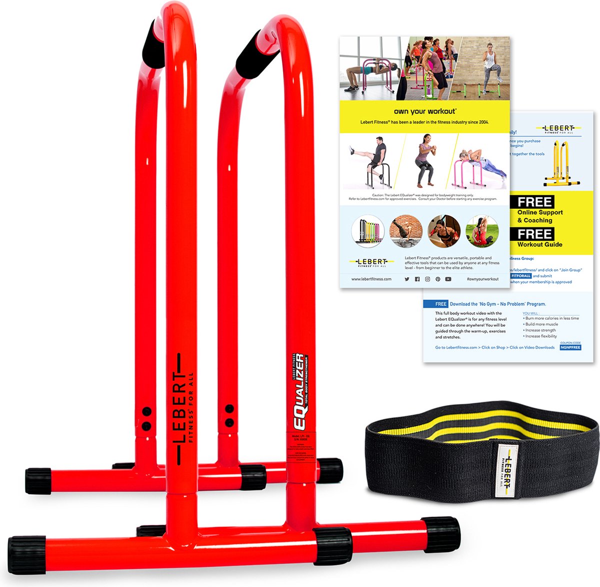 Lebert Equalizer Dip Bars Rood - Dip Stations - Pull Up Bars - Push Up Bars - Calisthenics - Krachttraining voor het gehele lichaam
