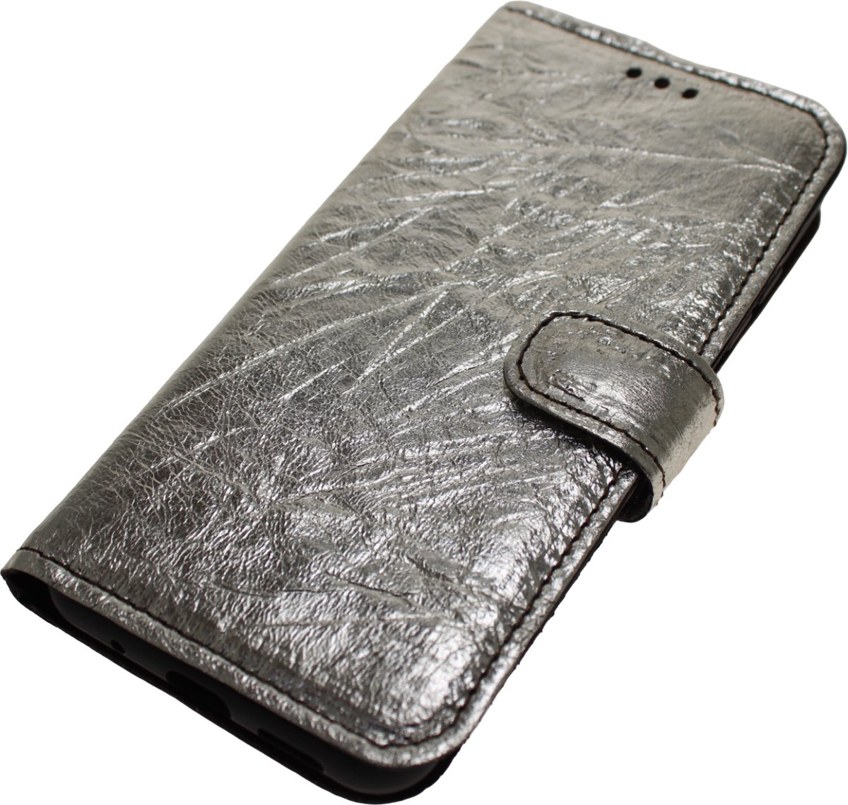Made-NL Handgemaakte ( Samsung Galaxy S21FE ) book case Zilver soepel kalfs leer