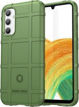 iMoshion Hoesje Siliconen Geschikt voor Samsung Galaxy A34 (5G) - iMoshion Rugged Shield Backcover - Groen