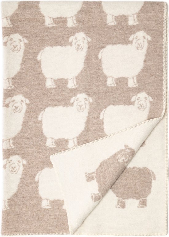 WOOOL Deken - SHEEP WOOLA (Beige) - 130x200cm - Omkeerbare Wollen Deken