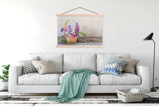 Porte-affiche avec affiche - Affiche scolaire - Panier - Fleurs - Nature morte - 120x80 cm - Lattes vierges