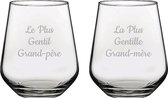 Drinkglas gegraveerd - 42,5cl - Le Plus Gentil Grand-père & La Plus Gentille Grand-mère
