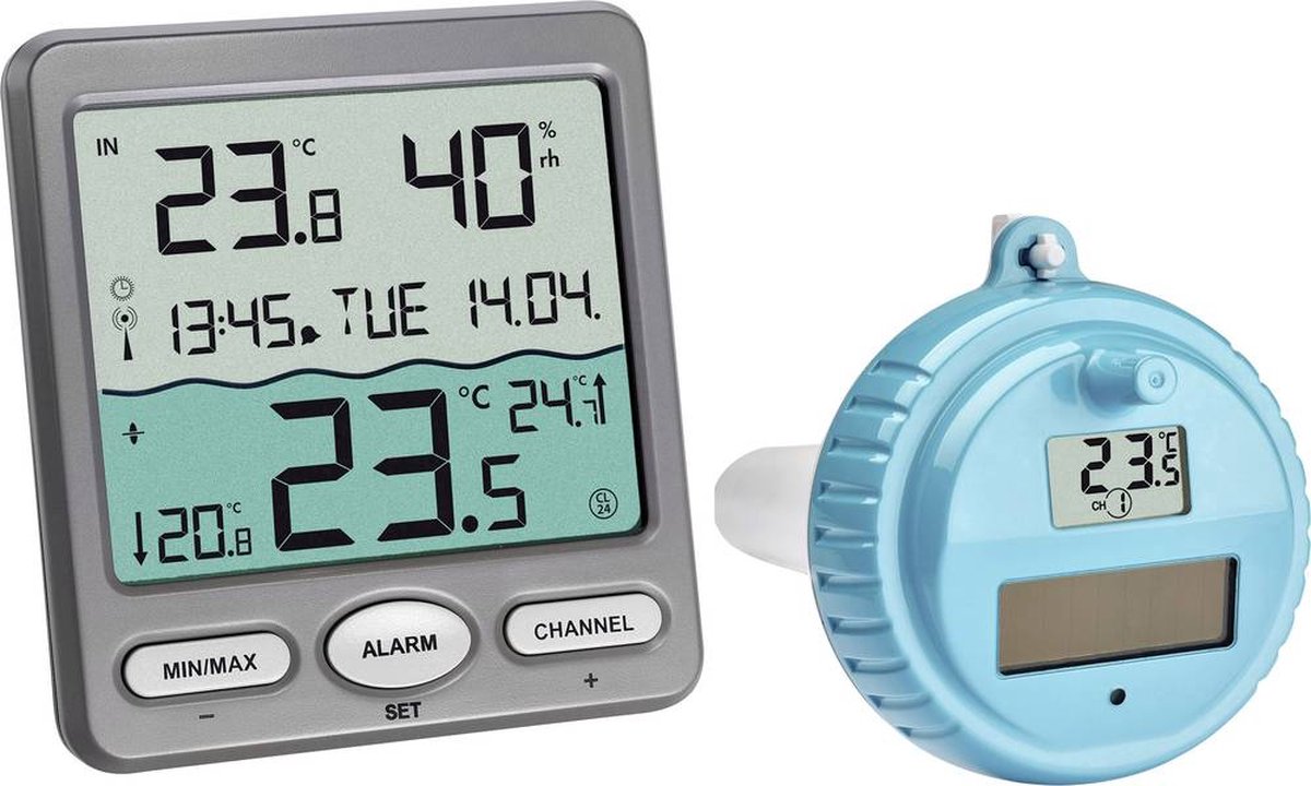 TFA Dostmann VENICE Funk-Pool-Thermometer Zwembadthermometer Antraciet