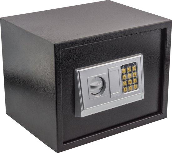 Elektronische kluis RON - met slotcode - 38 x 30 x 30 cm - mat zwart - muur verankerd - brandwerend