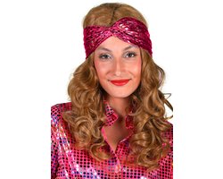Haarband Disco - Hoofdband - Hippie - Roze - One Size - Een Stuk