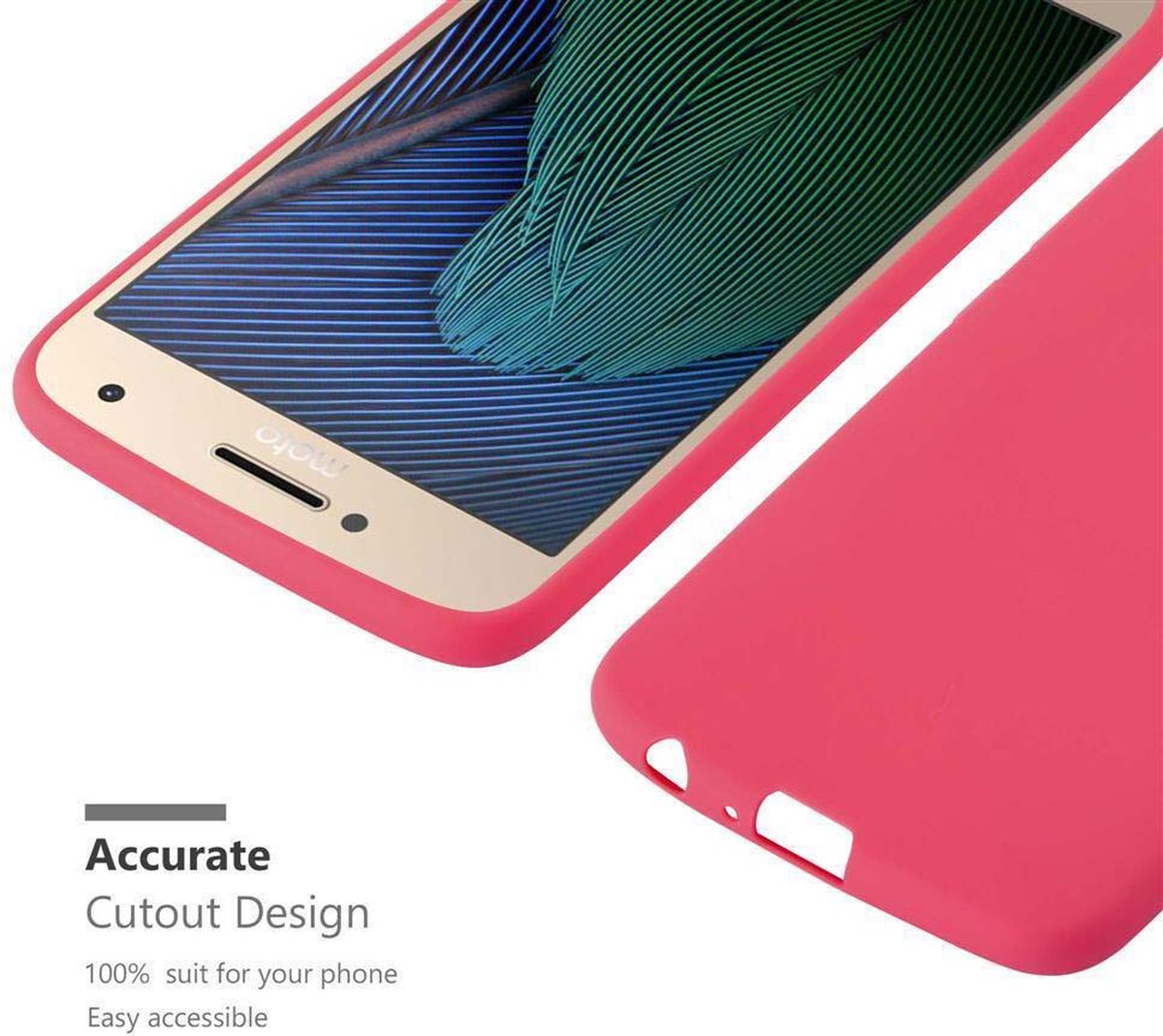 Coque Bumper Protection Pour Motorola Moto G5 Plus - Rouge Mat, Design Fin, Marque König Design