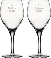 Rode wijnglas gegraveerd - 42,5cl - Le Meilleur Oncle & La Meilleure Tante
