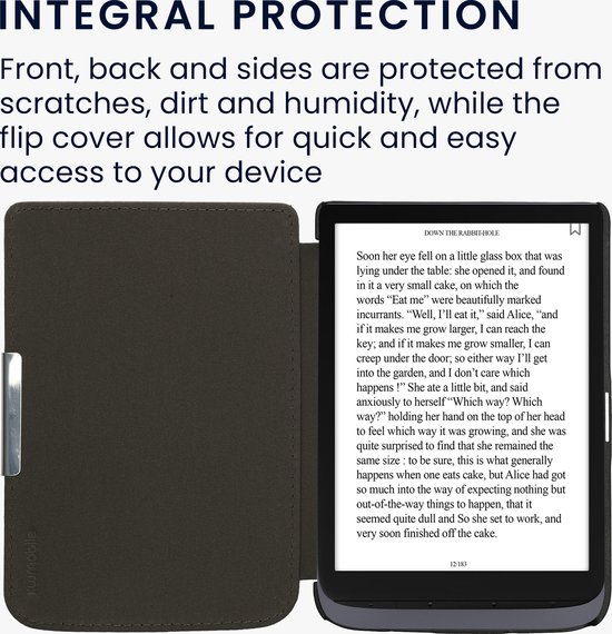 kwmobile e-reader hoesje geschikt voor Pocketbook Touch Lux 3/Basic Lux/Basic Touch 2 hoes - Ereader flip case met standaard - Kunstleren e reader cover - Brushed Hart design in grijs van Merkloos — afbeelding 4