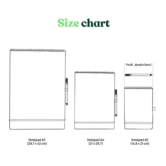 Bambook Notepad - Hardcover - A4 - Vierge & Ligné - Avec 1 feutre gratuit - Bloc-notes effaçable, réutilisable, durable et tableau blanc