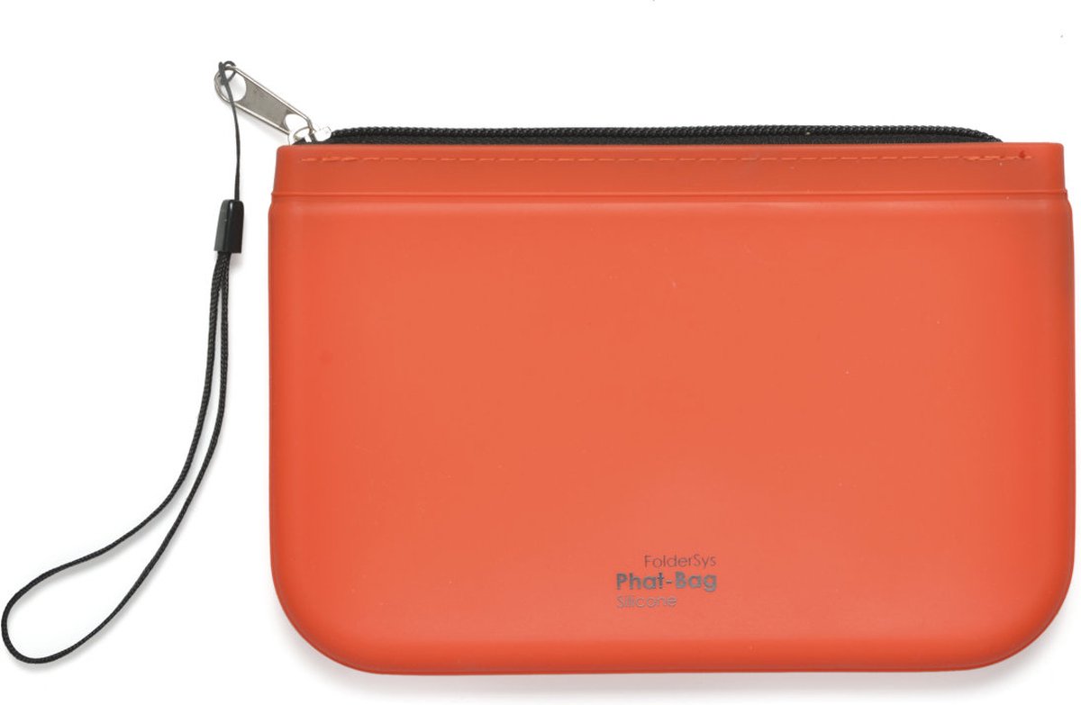 FolderSys Phat-Bag Siliconen Toilettas / Etui A6 Oranje met rits en draaglus, 2 stuks