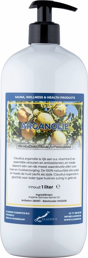 Arganolie 1 liter met gratis pomp - 100% natuurlijk - onbewerkt - biologisch en koudgeperst - goed voor huid, haar en lichaam