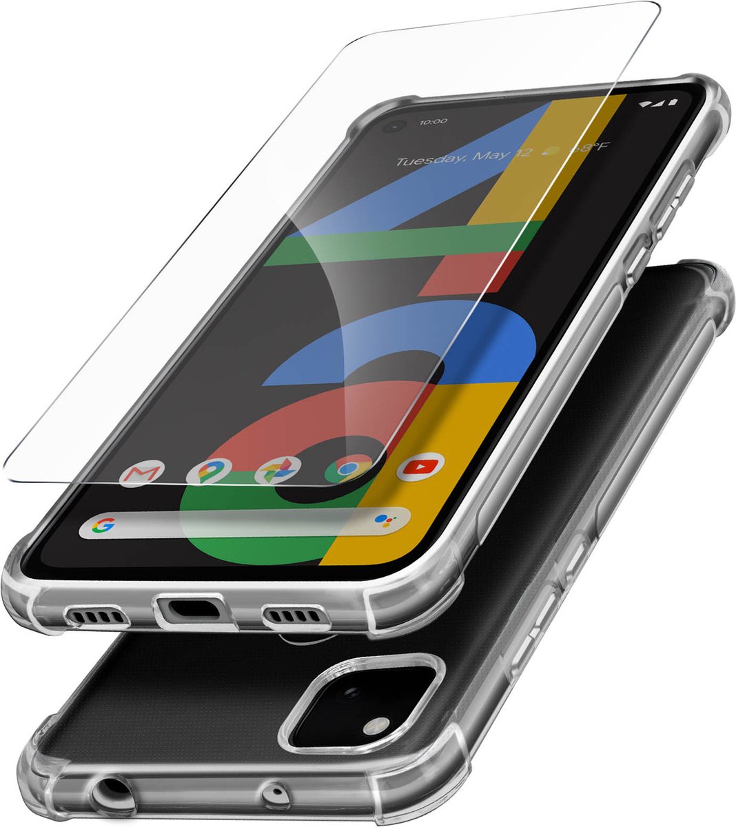 Protection Pack Geschikt voor Google Pixel 4A Verstevigd hoesje + Gehard Glas