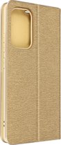 Geschikt voor Samsung Galaxy A53 5G Hoes Kaarthouder Video-standaard Forcell Luna Book Gold - Goud