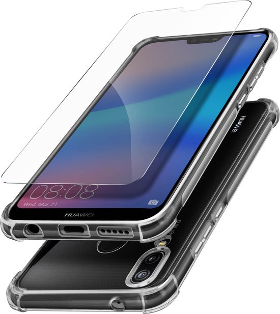 Pack Protection Geschikt voor Huawei P20 Lite hoesje + transparant gehard glas